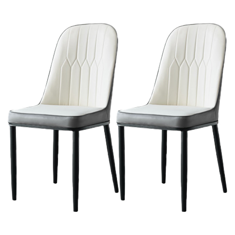 Sillas de comedor de estilo moderno, silla Parsons lateral sin brazos de metal para cocina