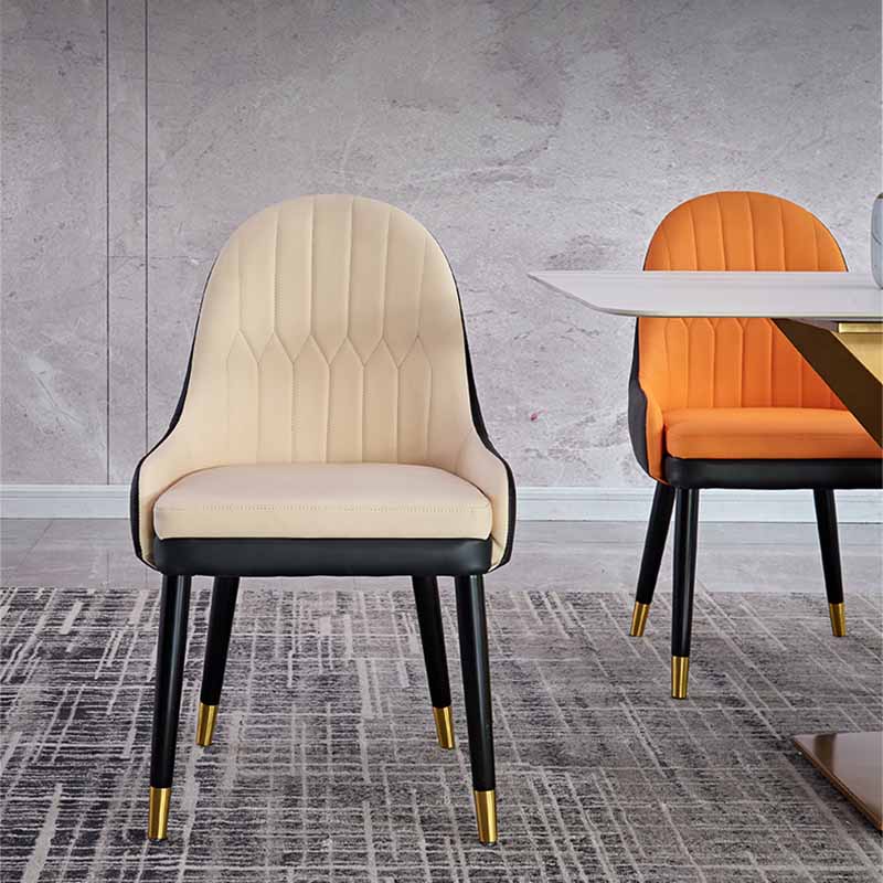Sillas de comedor de estilo moderno Silla Parsons lateral con brazo de metal para cocina