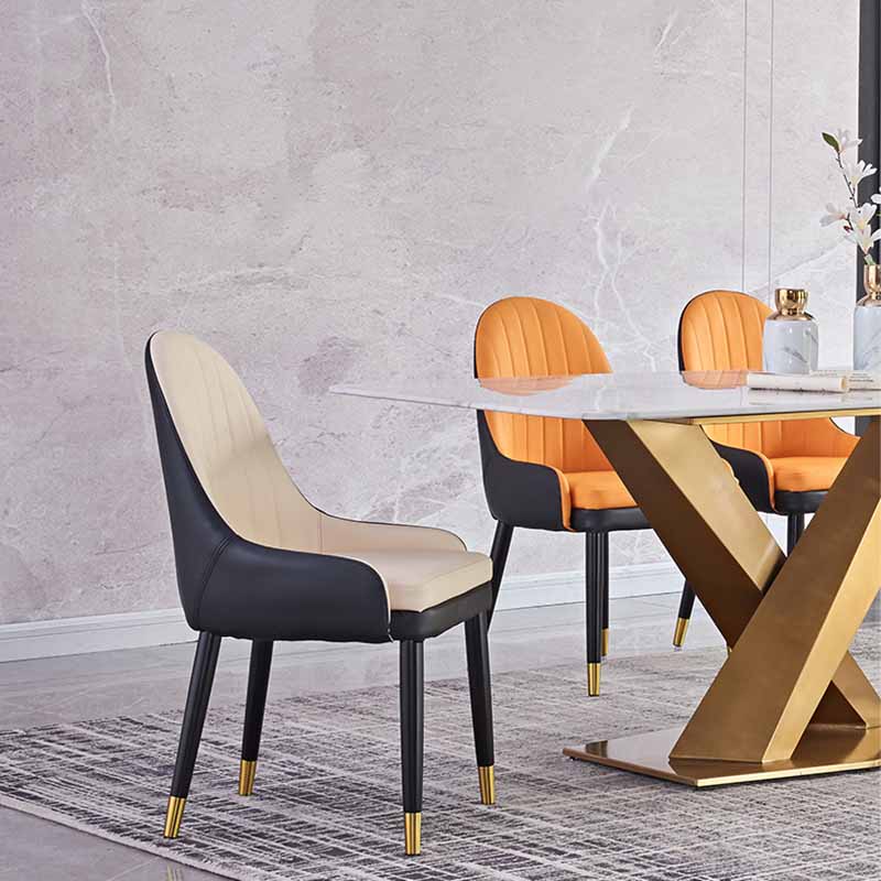 Sillas de comedor de estilo moderno Silla Parsons lateral con brazo de metal para cocina