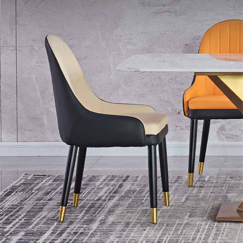 Sillas de comedor de estilo moderno Silla Parsons lateral con brazo de metal para cocina