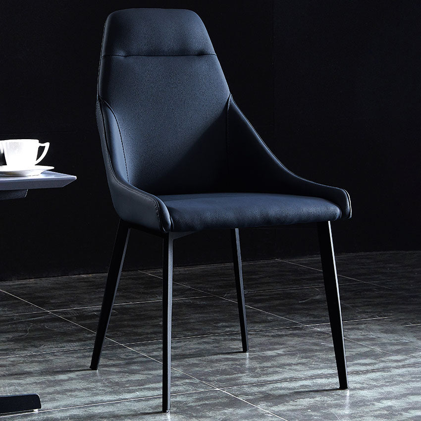 Silla de comedor de metal moderno, silla lateral de comedor de cuero sintético para uso en restaurantes