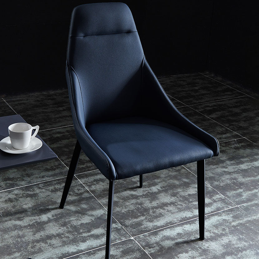 Silla de comedor de metal moderno, silla lateral de comedor de cuero sintético para uso en restaurantes