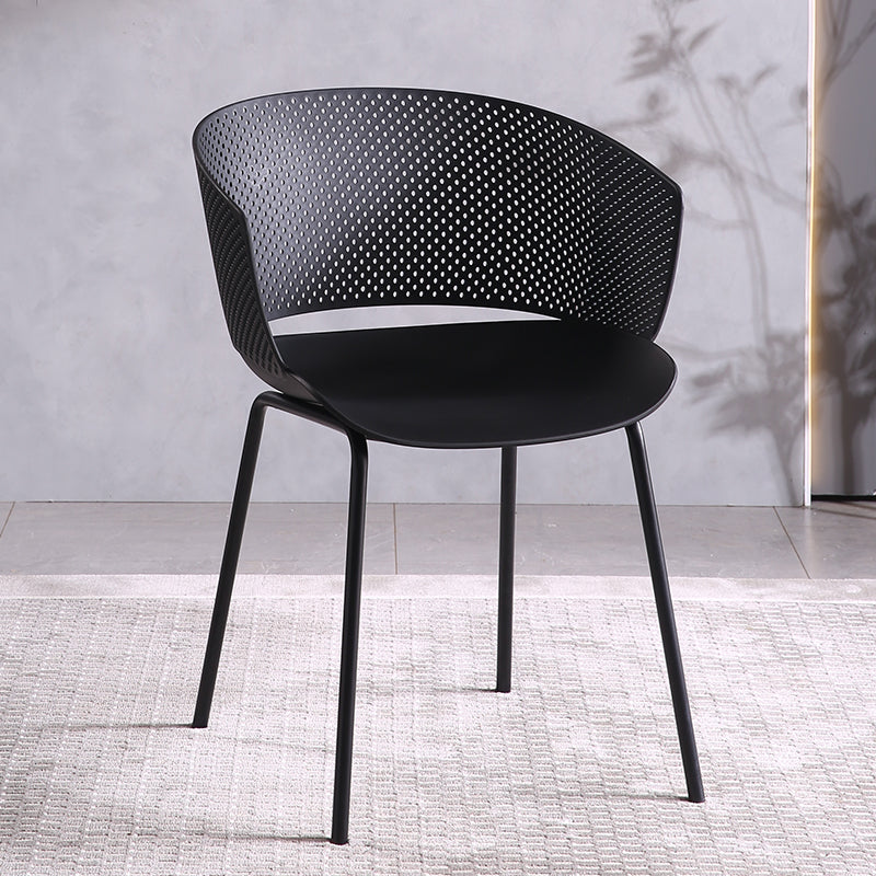 Chaise de salle à manger contemporaine, chaise latérale à dossier ouvert avec pieds en métal pour cuisine