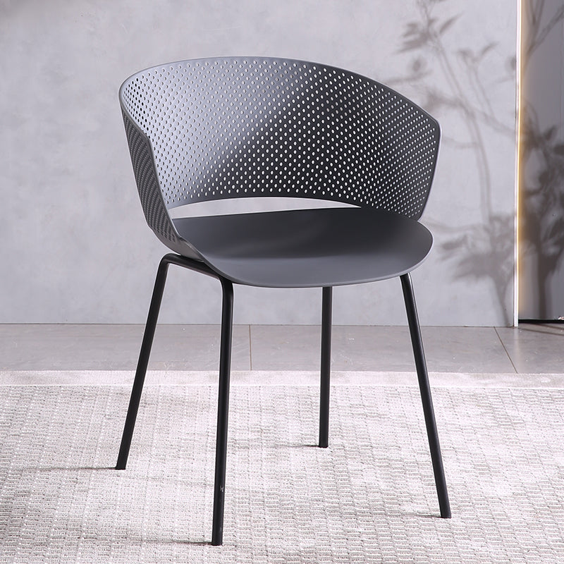 Silla de comedor contemporánea con respaldo abierto y patas de metal para cocina
