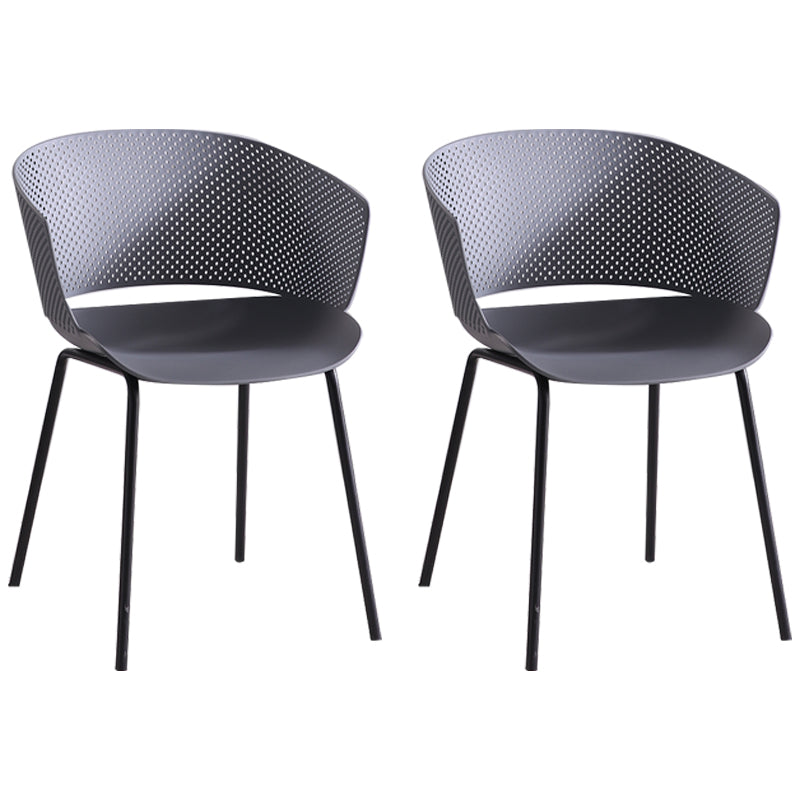 Silla de comedor contemporánea con respaldo abierto y patas de metal para cocina