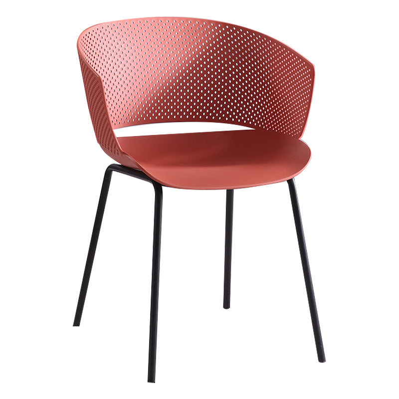 Silla de comedor contemporánea con respaldo abierto y patas de metal para cocina