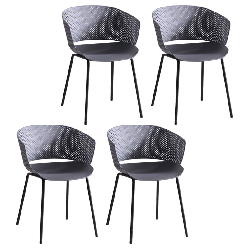 Silla de comedor contemporánea con respaldo abierto y patas de metal para cocina