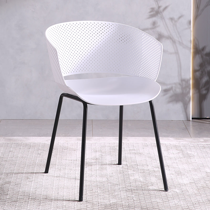 Chaise de salle à manger contemporaine, chaise latérale à dossier ouvert avec pieds en métal pour cuisine