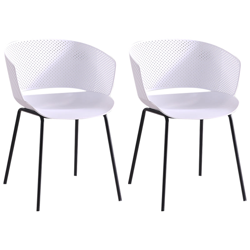 Silla de comedor contemporánea con respaldo abierto y patas de metal para cocina