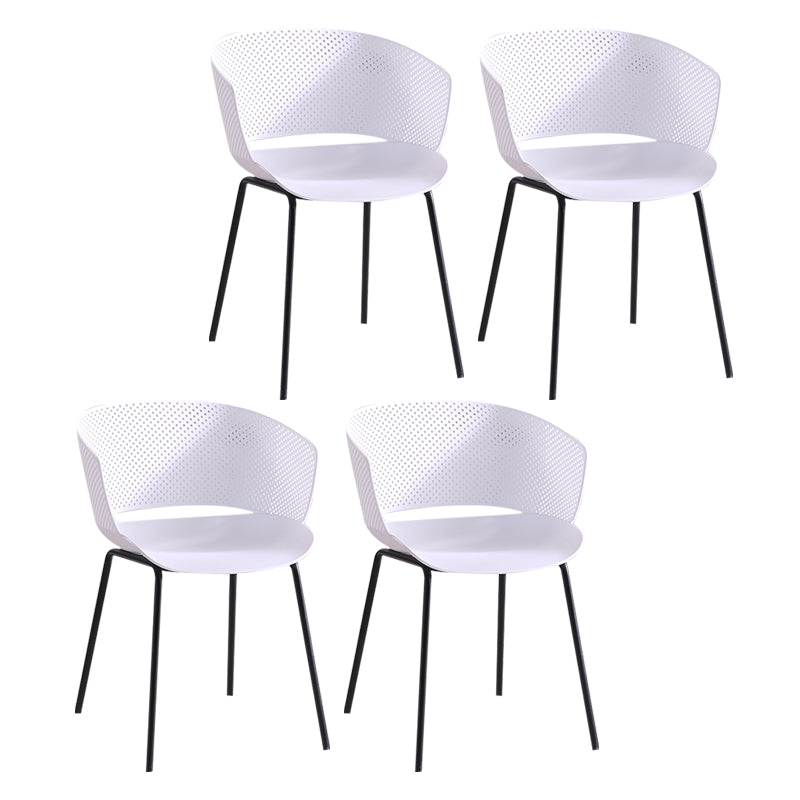 Silla de comedor contemporánea con respaldo abierto y patas de metal para cocina