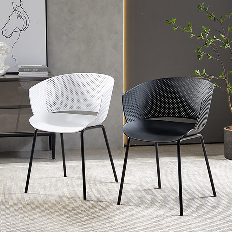 Silla de comedor contemporánea con respaldo abierto y patas de metal para cocina
