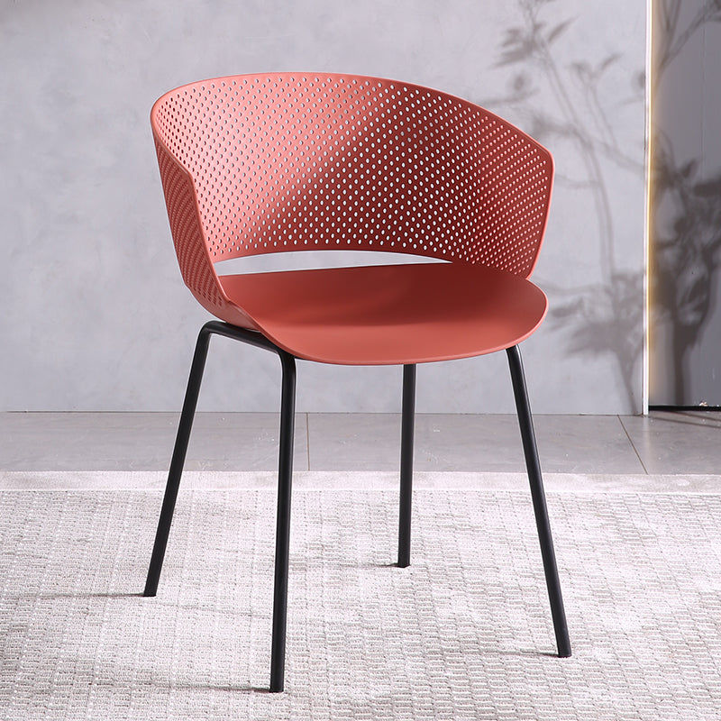 Chaise de salle à manger contemporaine, chaise latérale à dossier ouvert avec pieds en métal pour cuisine