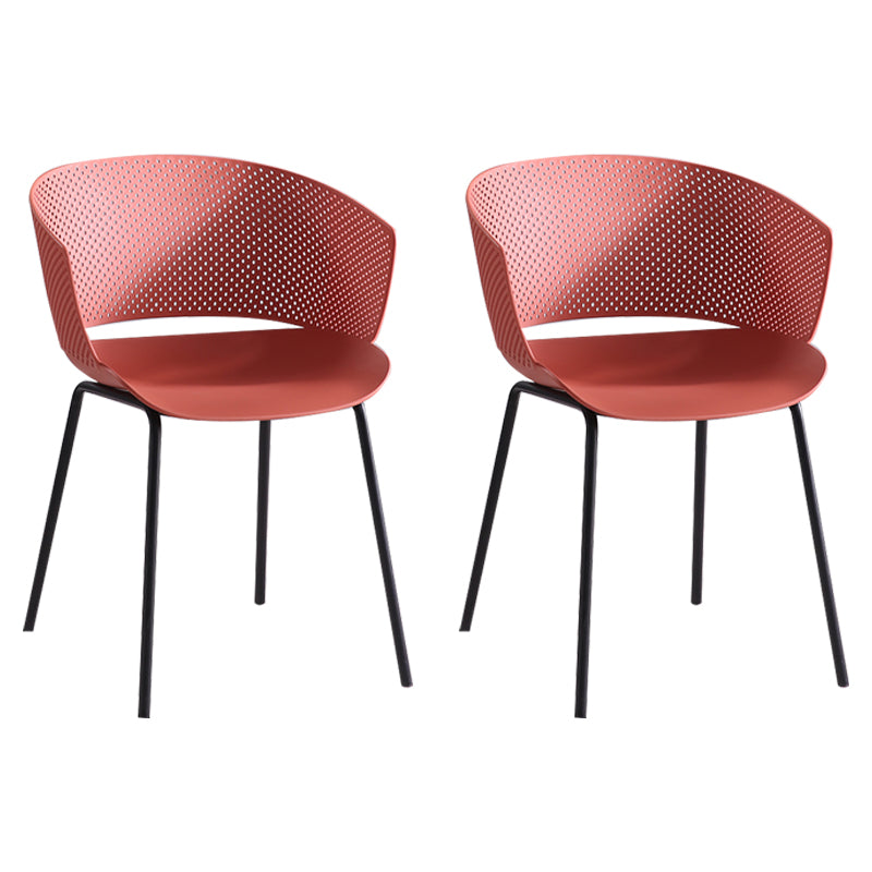 Silla de comedor contemporánea con respaldo abierto y patas de metal para cocina