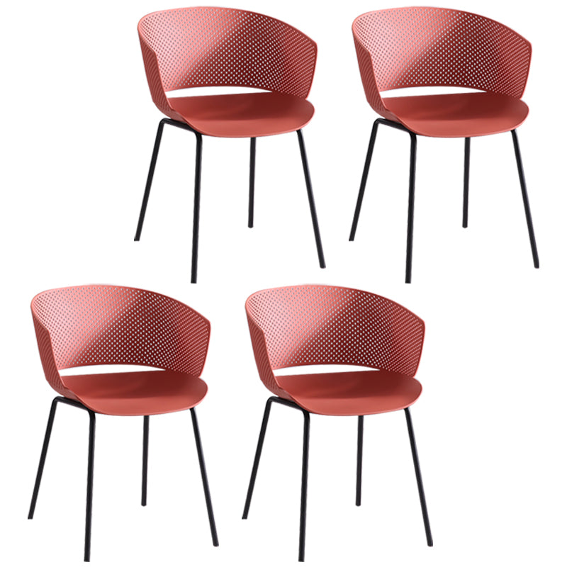 Silla de comedor contemporánea con respaldo abierto y patas de metal para cocina