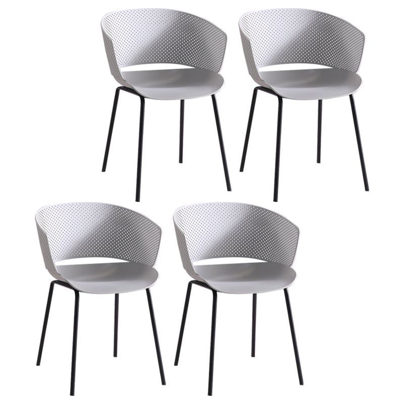 Silla de comedor contemporánea con respaldo abierto y patas de metal para cocina