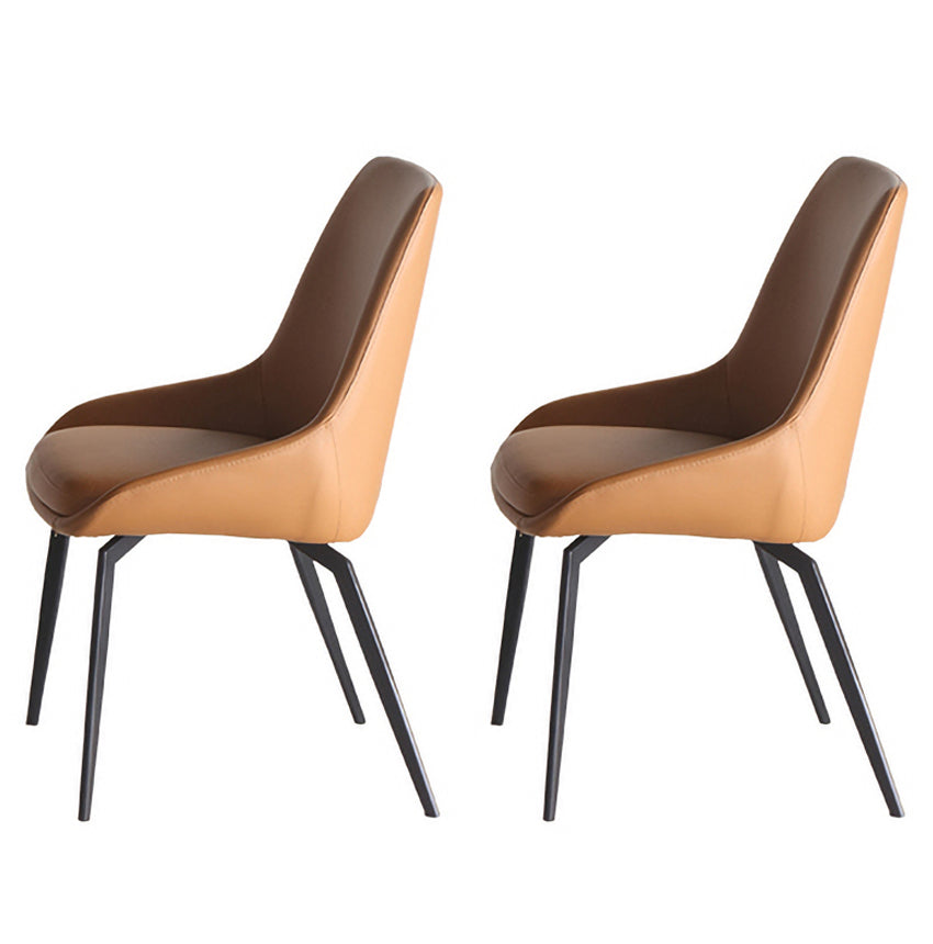 Chaises de salle à manger à dossier solide scandinave Fauteuils de salle à manger en cuir
