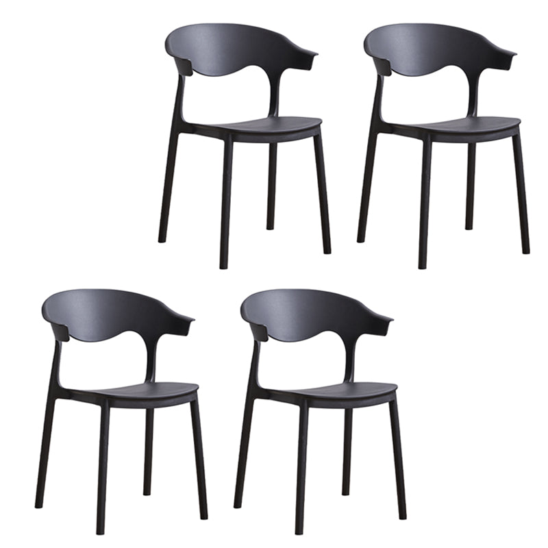 El plástico contemporáneo que cena la parte posterior abierta apilable de las sillas sin brazos cena la silla lateral