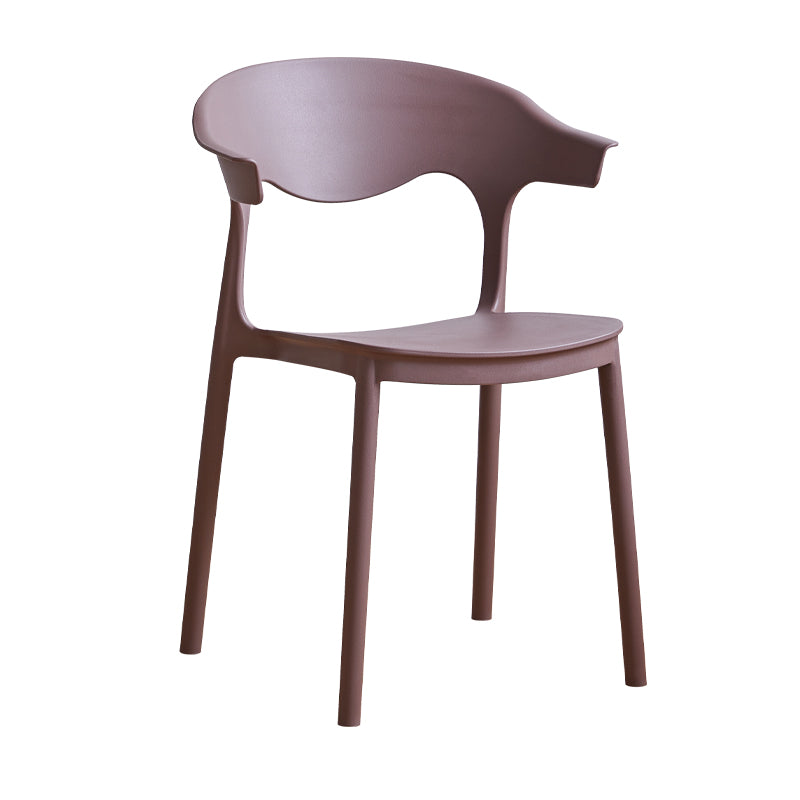 El plástico contemporáneo que cena la parte posterior abierta apilable de las sillas sin brazos cena la silla lateral