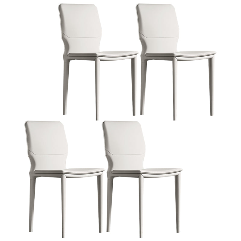 Sillas laterales contemporáneas sin brazos con respaldo sólido Sillas de comedor de cuero