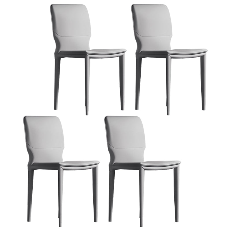 Sillas laterales contemporáneas sin brazos con respaldo sólido Sillas de comedor de cuero