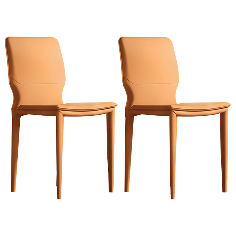 Sillas laterales contemporáneas sin brazos con respaldo sólido Sillas de comedor de cuero