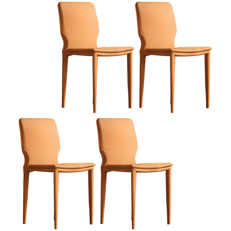Sillas laterales contemporáneas sin brazos con respaldo sólido Sillas de comedor de cuero
