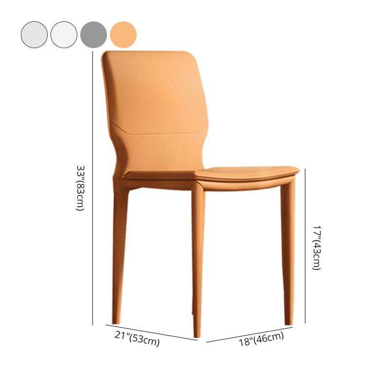 Sillas laterales contemporáneas sin brazos con respaldo sólido Sillas de comedor de cuero