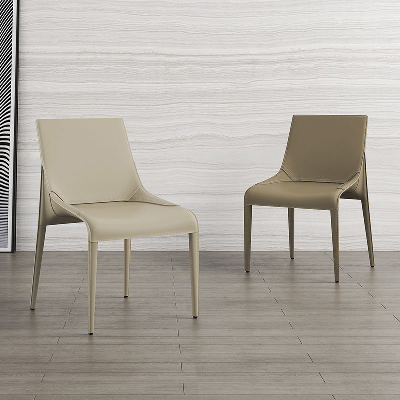 El cuero minimalista del diseño que cena el lado preside la silla sólida sin brazos con parte posterior