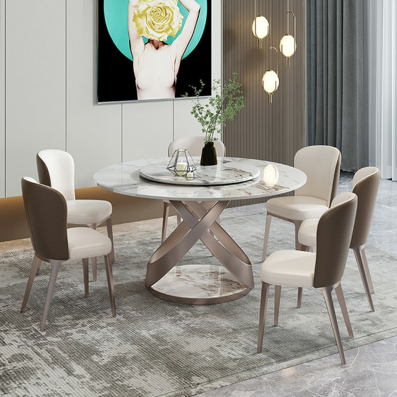 Sillas de comedor de cuero sin brazos con respaldo sólido escandinavo de lujo para cocina