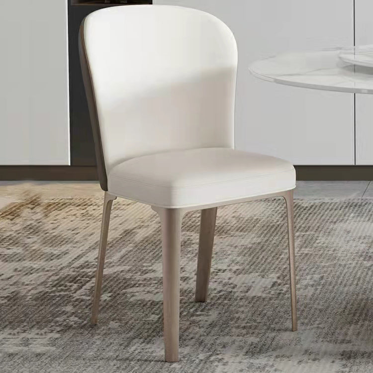 Sillas de comedor de cuero sin brazos con respaldo sólido escandinavo de lujo para cocina