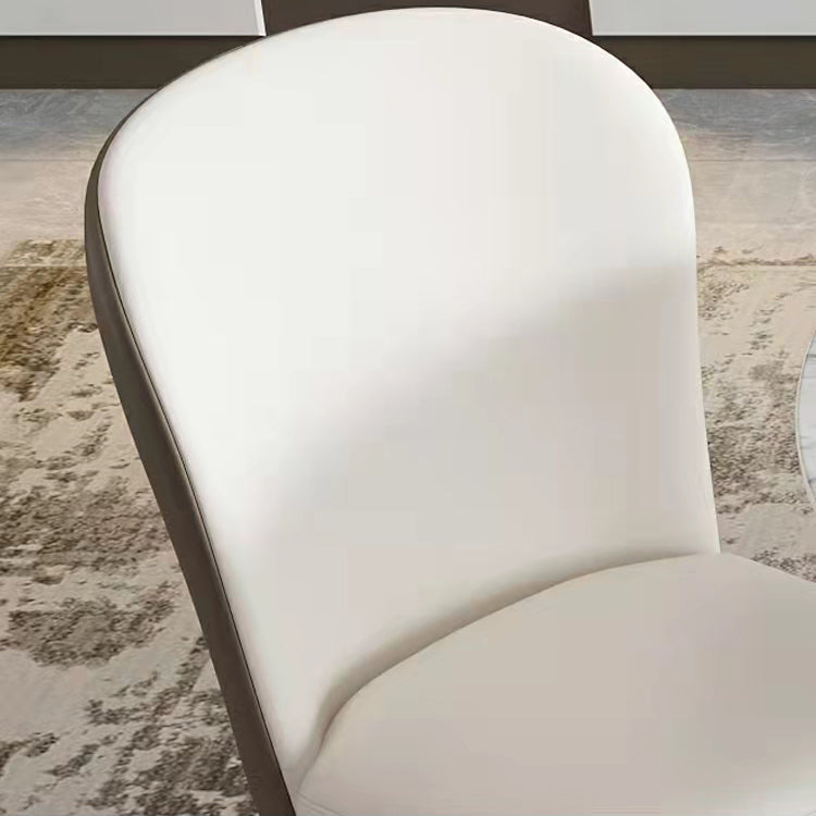 Sillas de comedor de cuero sin brazos con respaldo sólido escandinavo de lujo para cocina