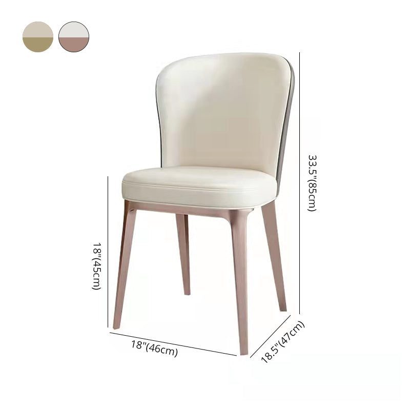 Sillas de comedor de cuero sin brazos con respaldo sólido escandinavo de lujo para cocina