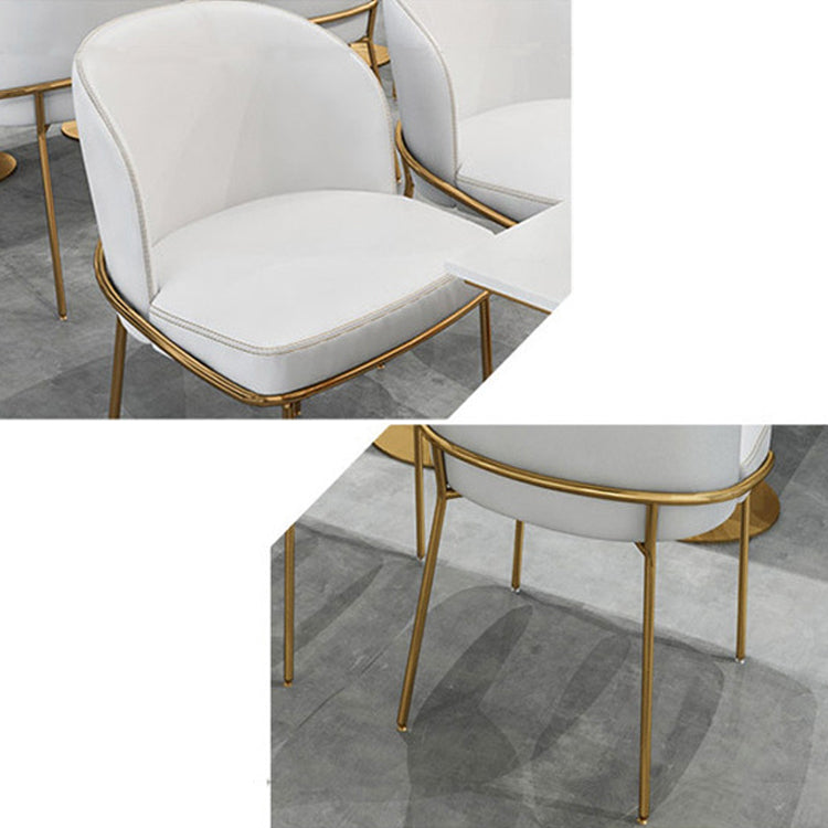Silla de comedor escandinava de metal para comedor, silla sin brazos amortiguada con respaldo