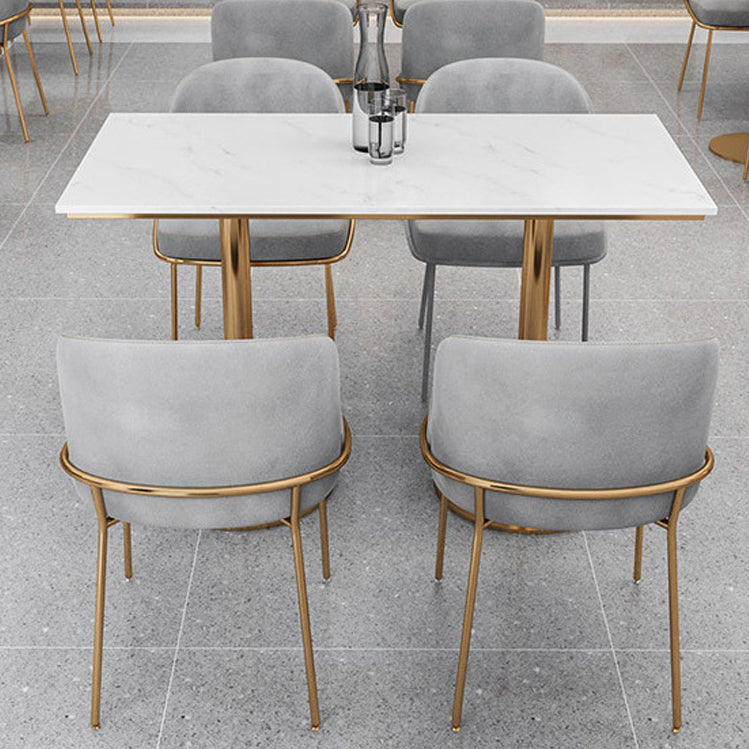 Silla de comedor escandinava de metal para comedor, silla sin brazos amortiguada con respaldo