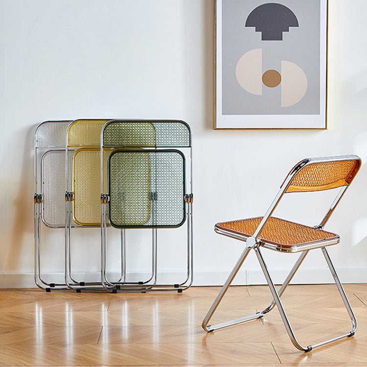 Chaise de salle à manger contemporaine en métal, chaise latérale pliante sans bras pour usage au restaurant