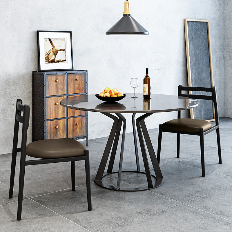Ladder Back Armless Dining Chairs Upholstered Side Chairs with Metal Legs
