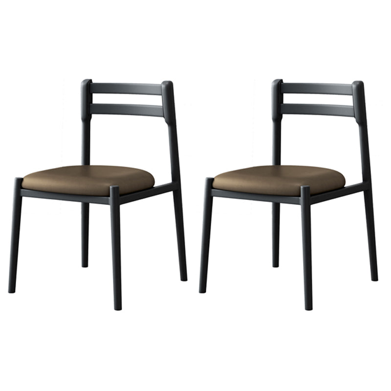 Ladder Back Armless Dining Chairs Upholstered Side Chairs with Metal Legs