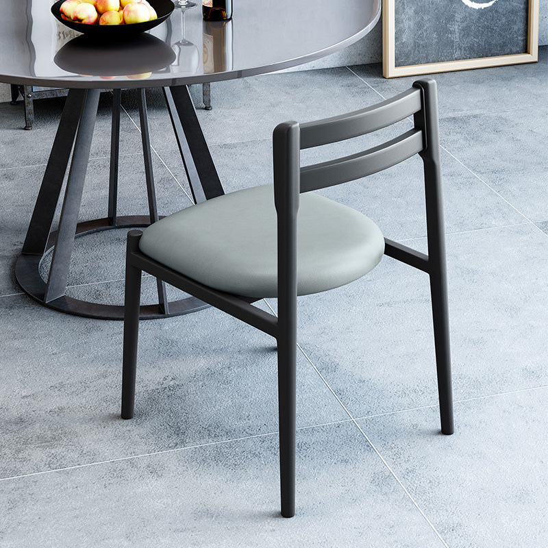 Ladder Back Armless Dining Chairs Upholstered Side Chairs with Metal Legs
