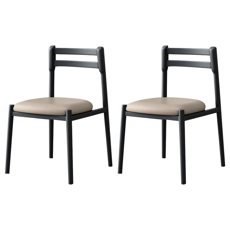 Ladder Back Armless Dining Chairs Upholstered Side Chairs with Metal Legs