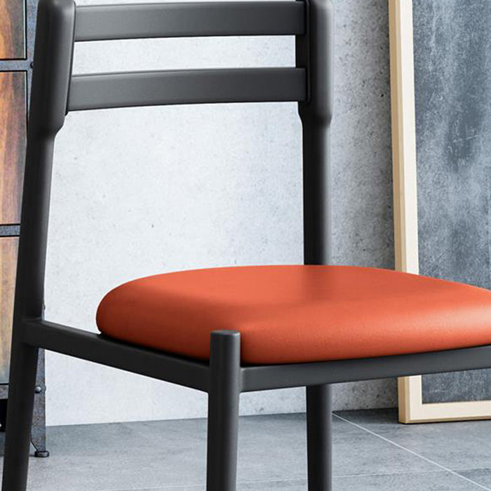 Ladder Back Armless Dining Chairs Upholstered Side Chairs with Metal Legs