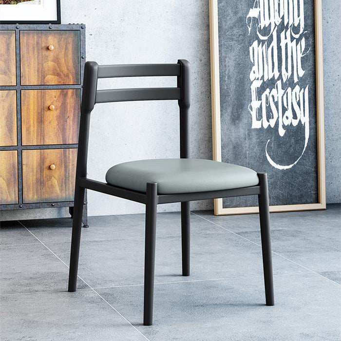 Ladder Back Armless Dining Chairs Upholstered Side Chairs with Metal Legs