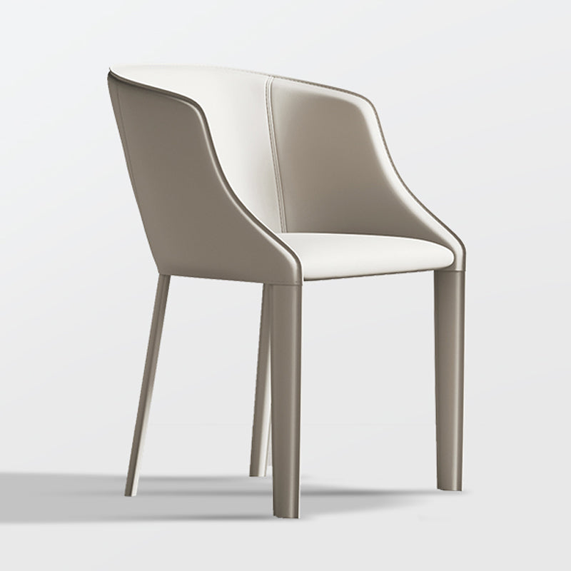 Chaise de salle à manger contemporaine en métal et cuir, chaise à dossier solide avec bras