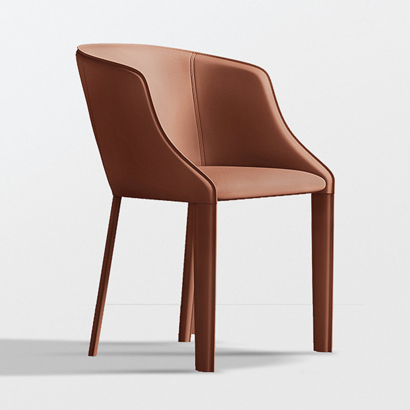Chaise de salle à manger contemporaine en métal et cuir, chaise à dossier solide avec bras