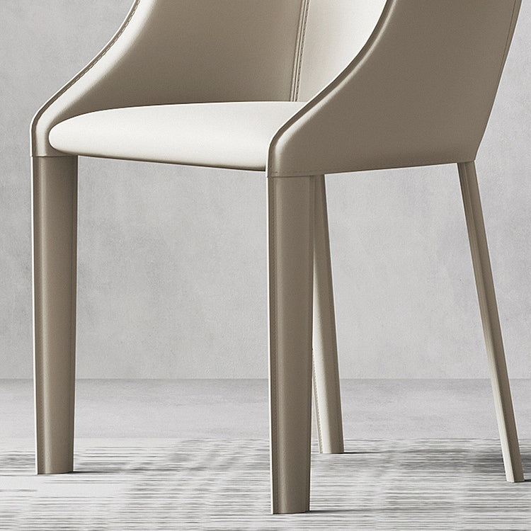 Chaise de salle à manger contemporaine en métal et cuir, chaise à dossier solide avec bras