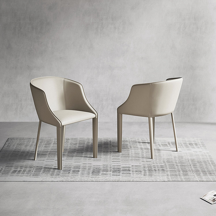 Chaise de salle à manger contemporaine en métal et cuir, chaise à dossier solide avec bras