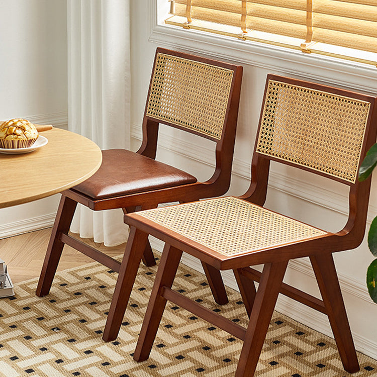 Silla de comedor de madera tradicional, respaldo de caña de cocina, silla lateral de comedor con respaldo abierto