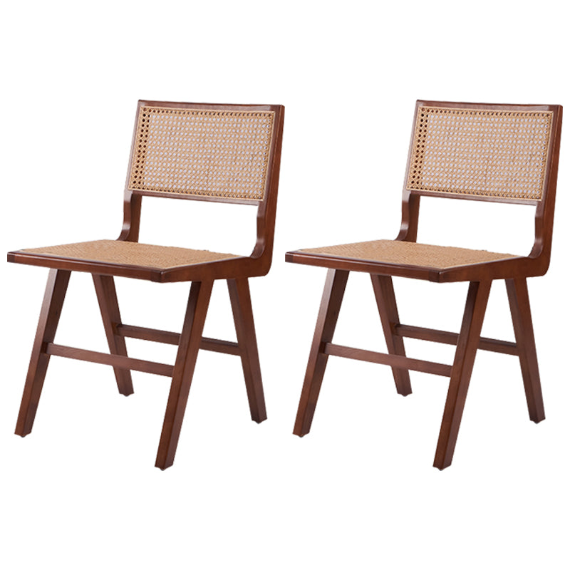 Chaise de salle à manger traditionnelle en bois, dossier de cuisine en canne, chaise d'appoint à dossier ouvert