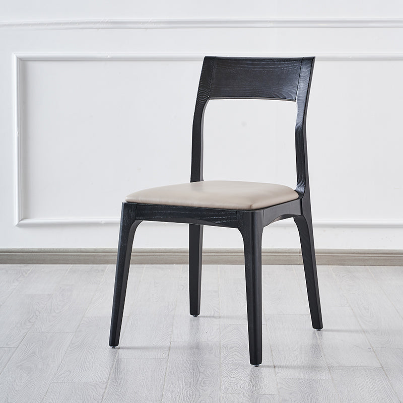 Silla de comedor de estilo escandinavo de madera, silla lateral de comedor acolchada con respaldo abierto para el hogar