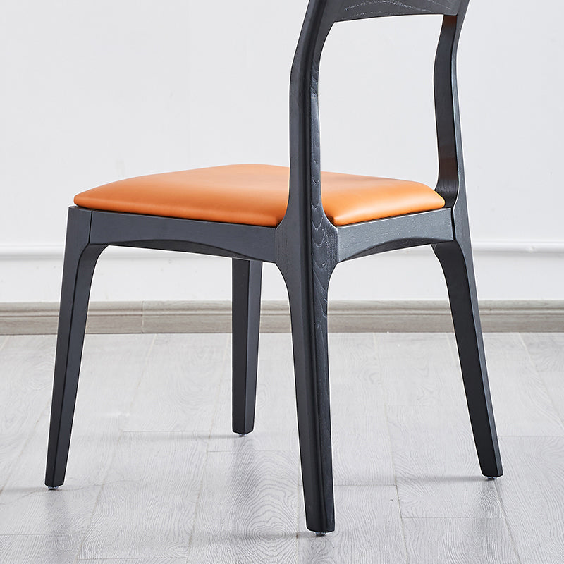 Silla de comedor de estilo escandinavo de madera, silla lateral de comedor acolchada con respaldo abierto para el hogar