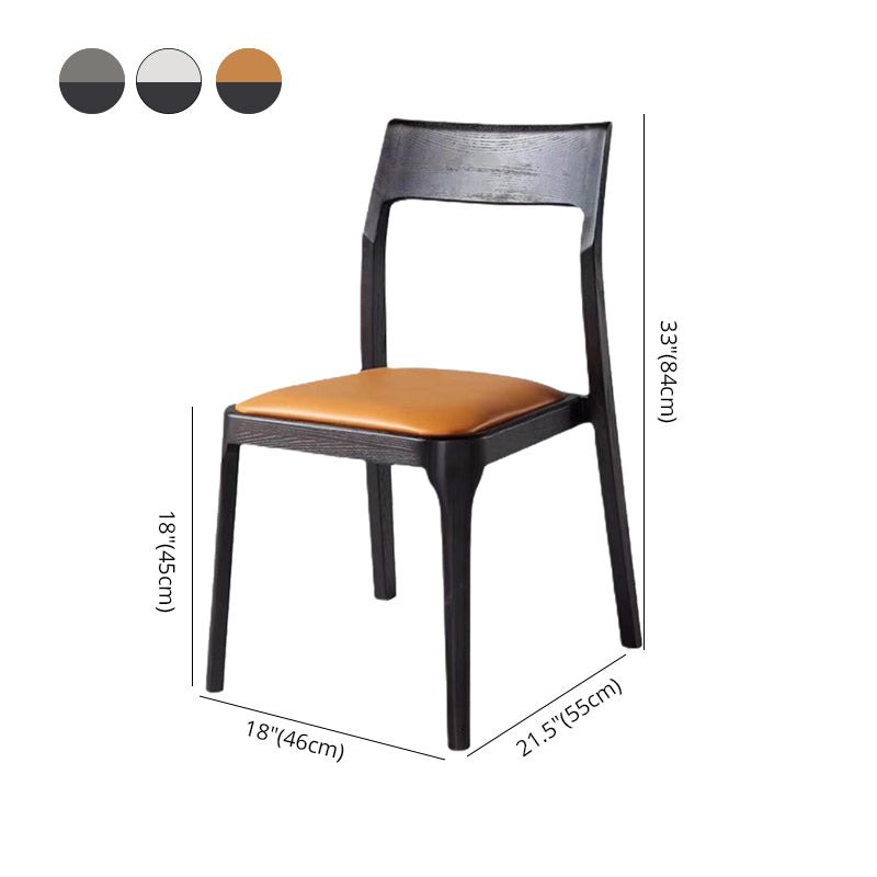 Silla de comedor de estilo escandinavo de madera, silla lateral de comedor acolchada con respaldo abierto para el hogar